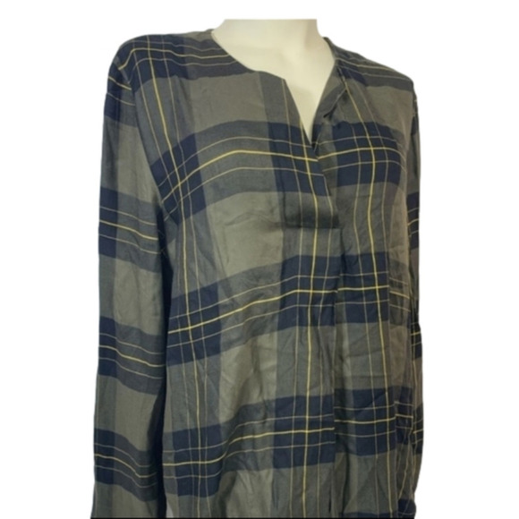 NWT JDY Fall Chills Green Plaid Blouse - Picture 2 of 6
